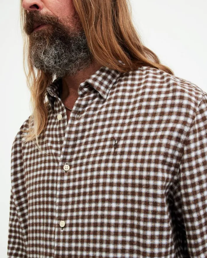 Wayanda Checked Relaxed Fit Shirt Creek Brown Men AllSaints Shirts