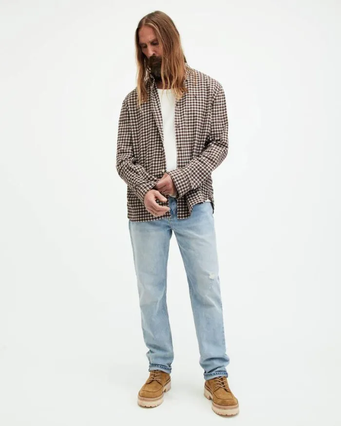 Wayanda Checked Relaxed Fit Shirt Creek Brown Men AllSaints Shirts