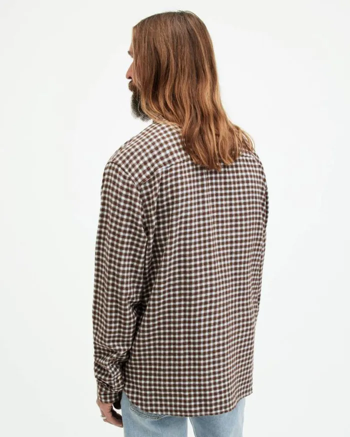 Wayanda Checked Relaxed Fit Shirt Creek Brown Men AllSaints Shirts