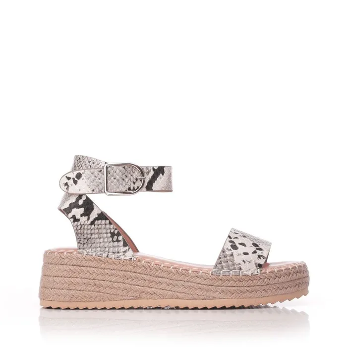 Wedge Sandals Women Moda In Pelle Nasha Black 8211 Mono Snake Snake Print