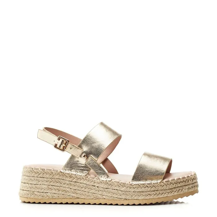 Wedge Sandals Women Moda In Pelle Nashay Gold Porvair
