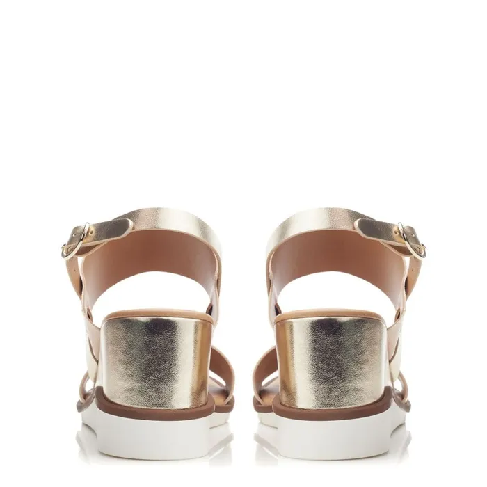 Wedge Sandals Women Moda In Pelle Nevvara Champagne Leather