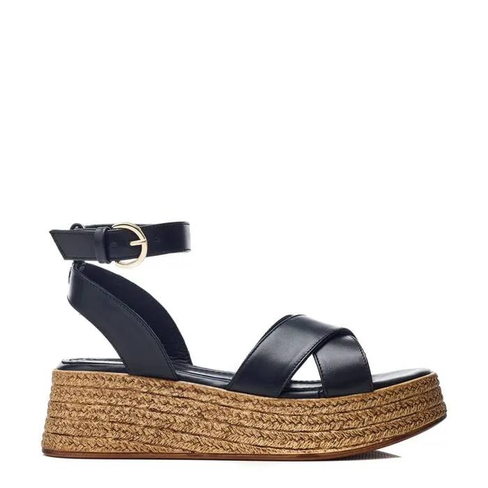 Wedge Sandals Women Moda In Pelle Pashyn Black Leather