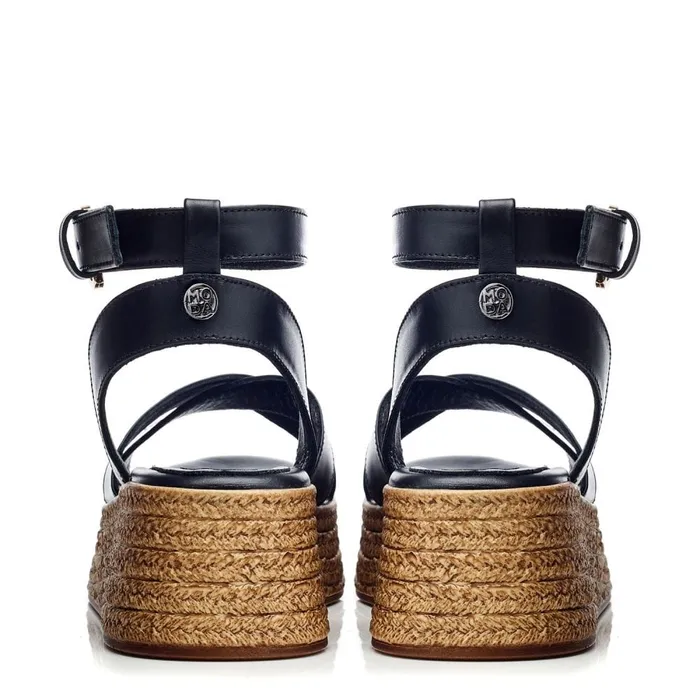 Wedge Sandals Women Moda In Pelle Pashyn Black Leather