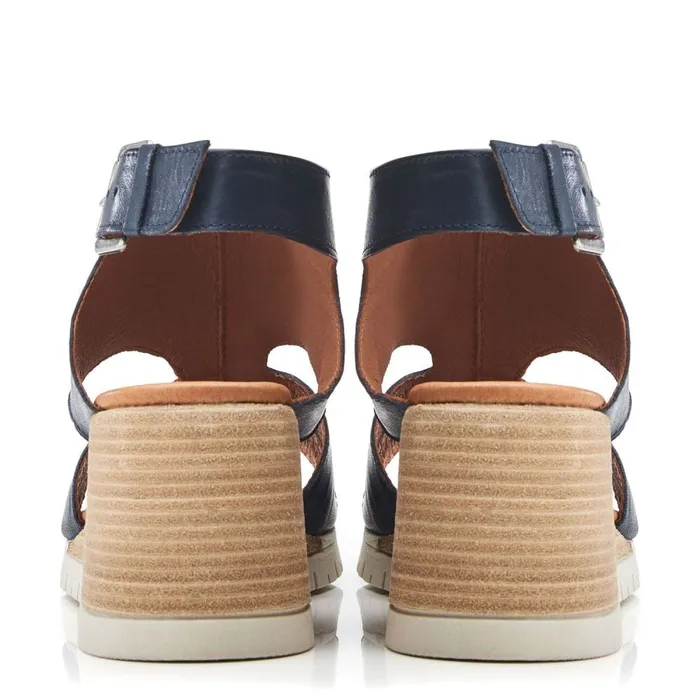 Wedge Sandals Women Moda In Pelle Peyten Navy Leather