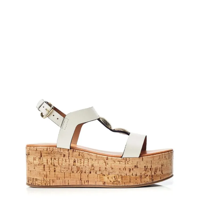 Wedge Sandals Women Moda In Pelle Rakeb Off White Leather