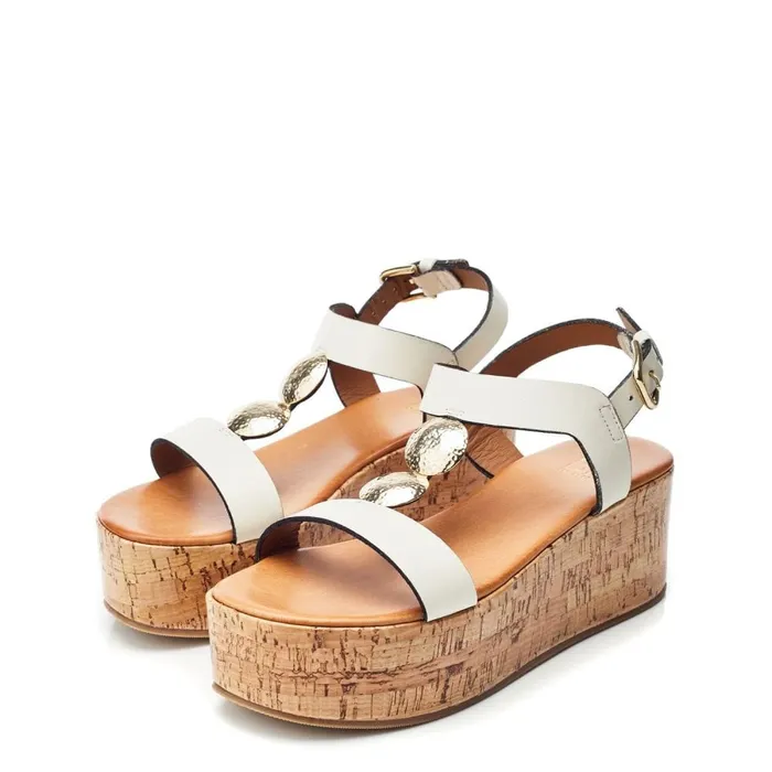 Wedge Sandals Women Moda In Pelle Rakeb Off White Leather