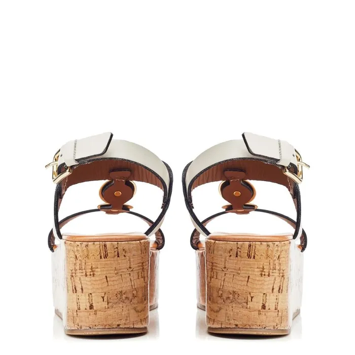 Wedge Sandals Women Moda In Pelle Rakeb Off White Leather