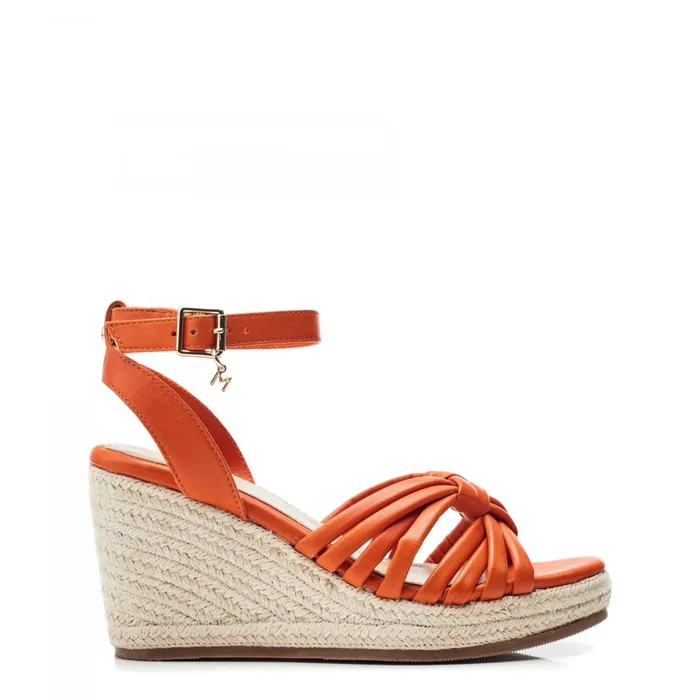 Wedge Sandals Women Moda In Pelle Rhina Orange Leather