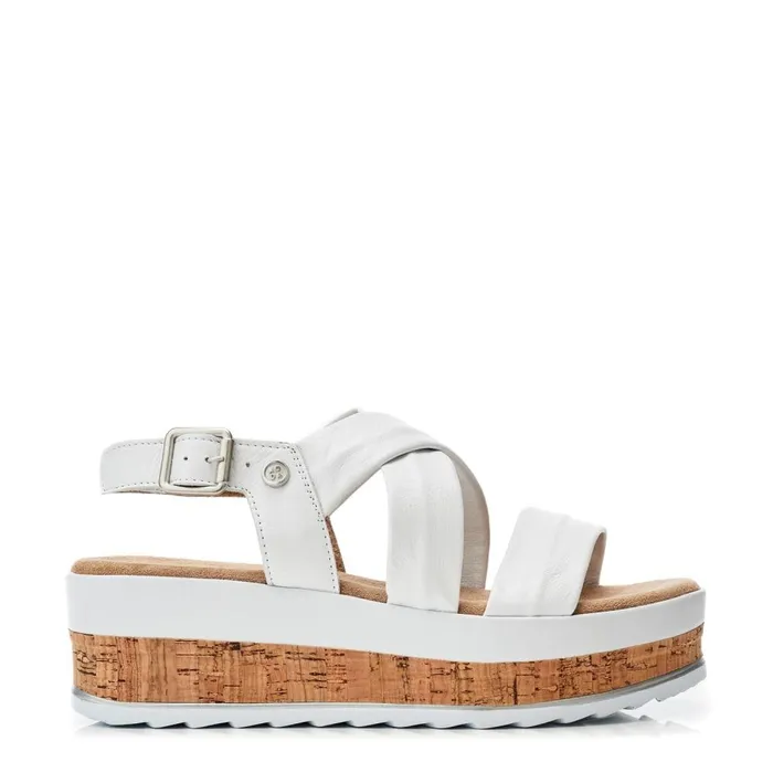 Wedge Sandals Women Moda In Pelle Romani White Leather