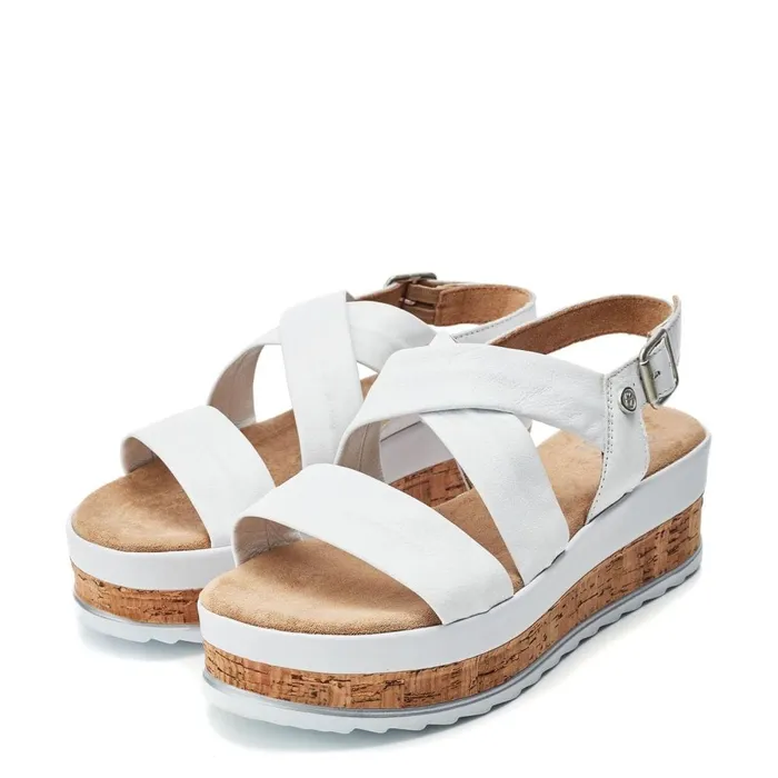 Wedge Sandals Women Moda In Pelle Romani White Leather