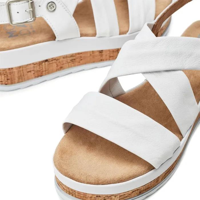 Wedge Sandals Women Moda In Pelle Romani White Leather