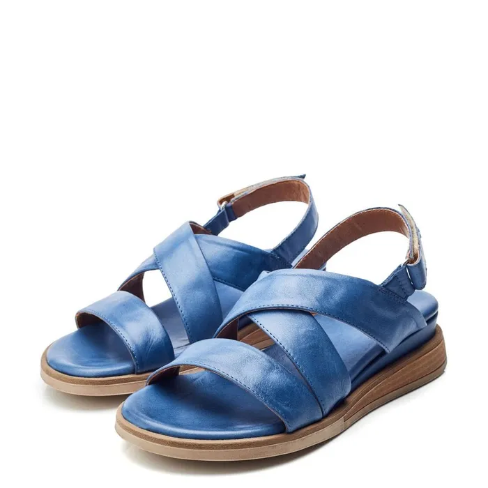 Wedge Sandals Women Moda In Pelle Shoon Sh Iranna Blue Leather