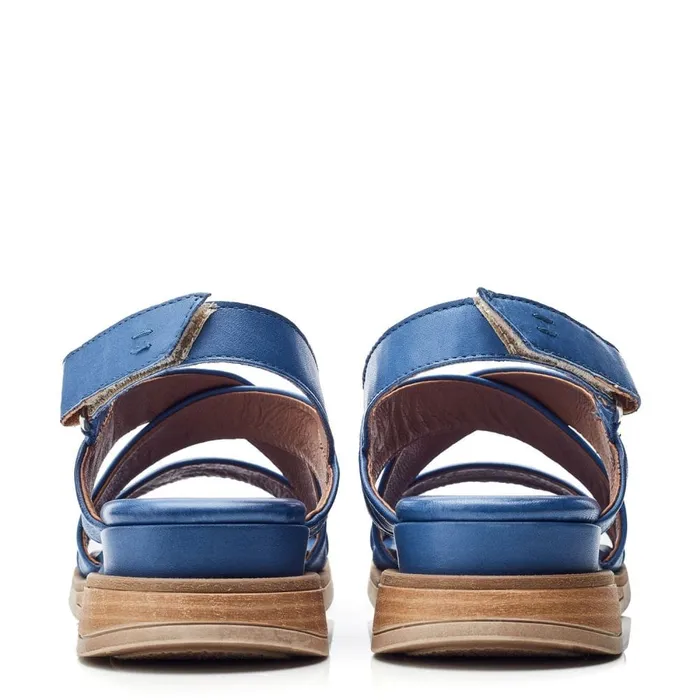 Wedge Sandals Women Moda In Pelle Shoon Sh Iranna Blue Leather
