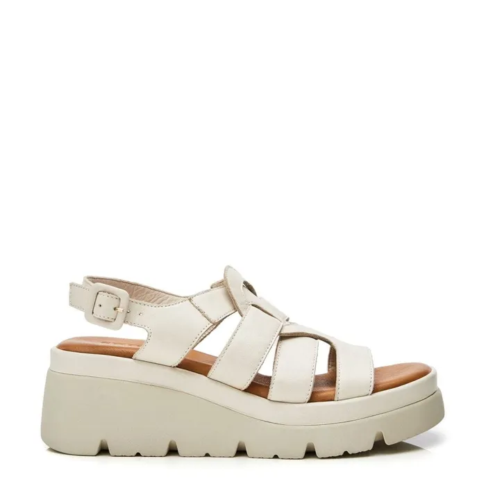 Wedge Sandals Women Moda In Pelle Shoon Sh Strake Off White Leather