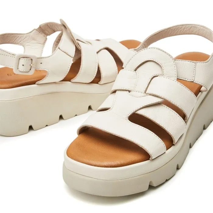 Wedge Sandals Women Moda In Pelle Shoon Sh Strake Off White Leather
