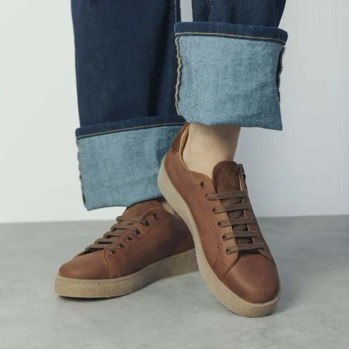 Wedge Trainers Women Moda In Pelle Shoon Sh Elston Tan Leather