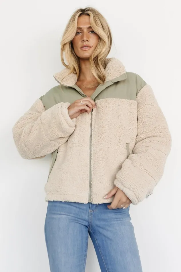 Weekender Sherpa Puffer Jacket Oatmeal Sage Women Baltic Born Outerwear Weekender Sherpa Puffer Jacket Oatmeal Sage Women Baltic Born Outerwear
