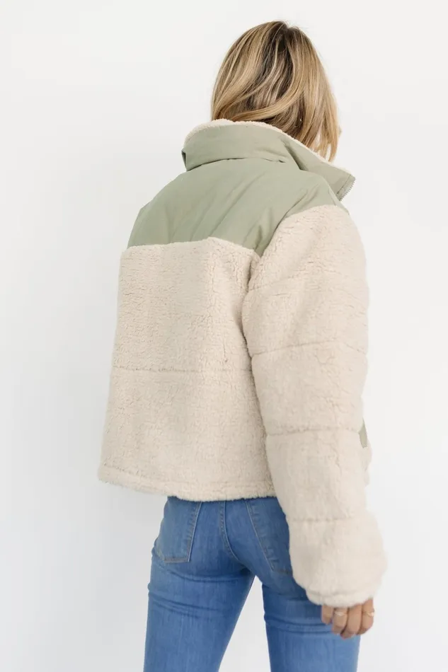 Weekender Sherpa Puffer Jacket Oatmeal Sage Women Baltic Born Outerwear Weekender Sherpa Puffer Jacket Oatmeal Sage Women Baltic Born Outerwear