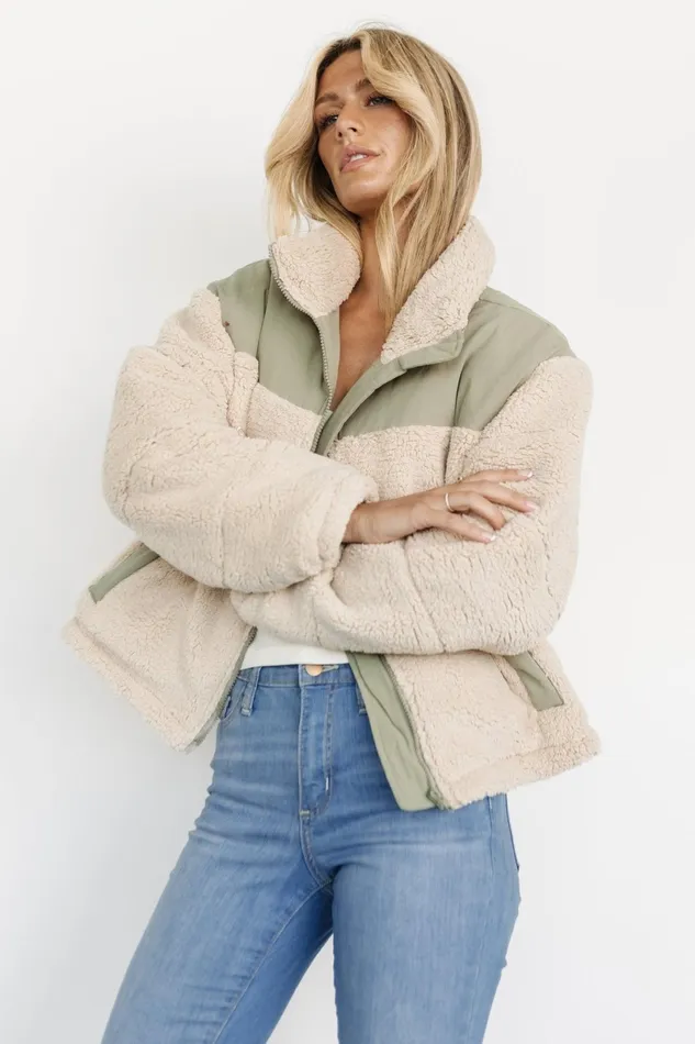 Weekender Sherpa Puffer Jacket Oatmeal Sage Women Baltic Born Outerwear Weekender Sherpa Puffer Jacket Oatmeal Sage Women Baltic Born Outerwear