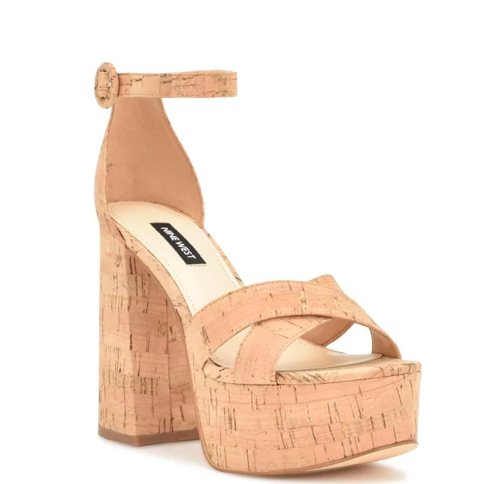 Willie Platform Sandals Natural Cork Women Nine West Dress