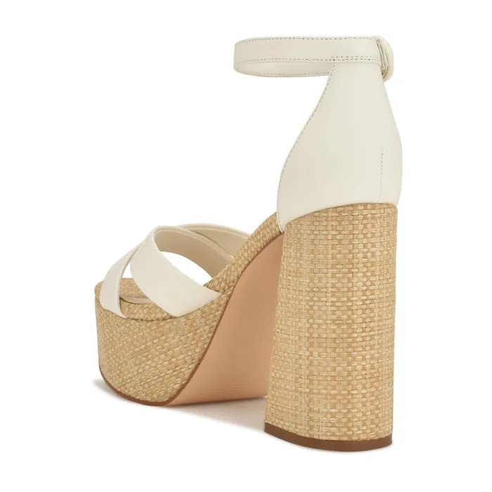 Willie Platform Sandals White Raffia Women Nine West Dress Willie Platform Sandals White Raffia Women Nine West Dress