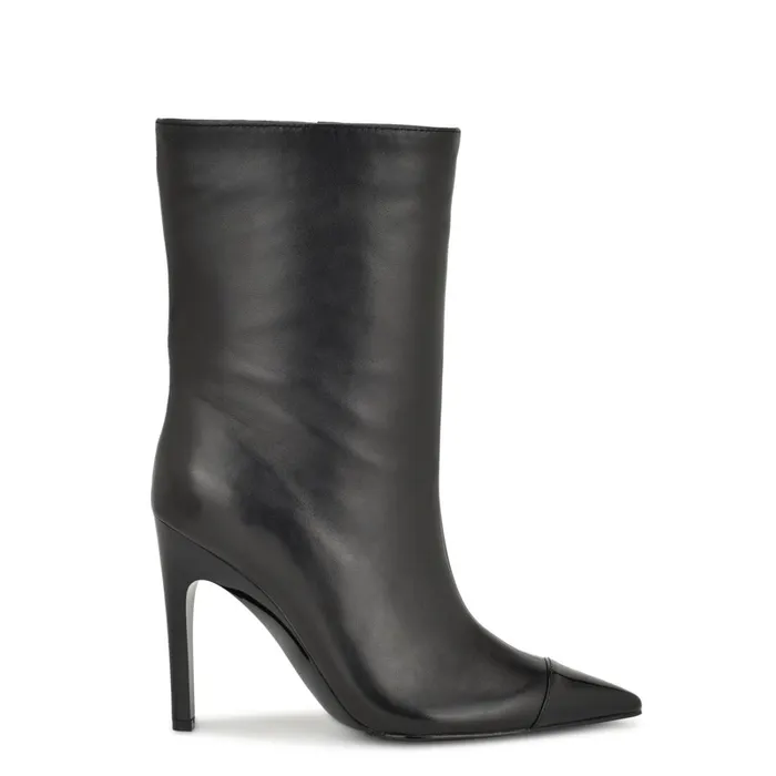 Winner Cap Toe Heeled Dress Booties Black Women Nine West Boots and Booties
