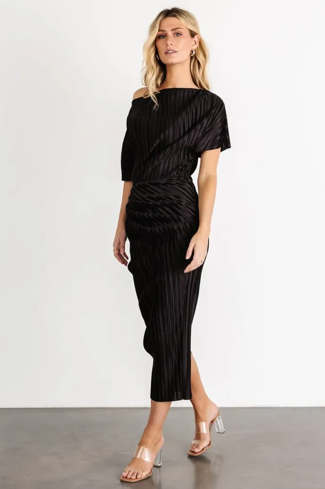 Winslow Pleated Midi Dress Black Women Baltic Born Midi Dresses