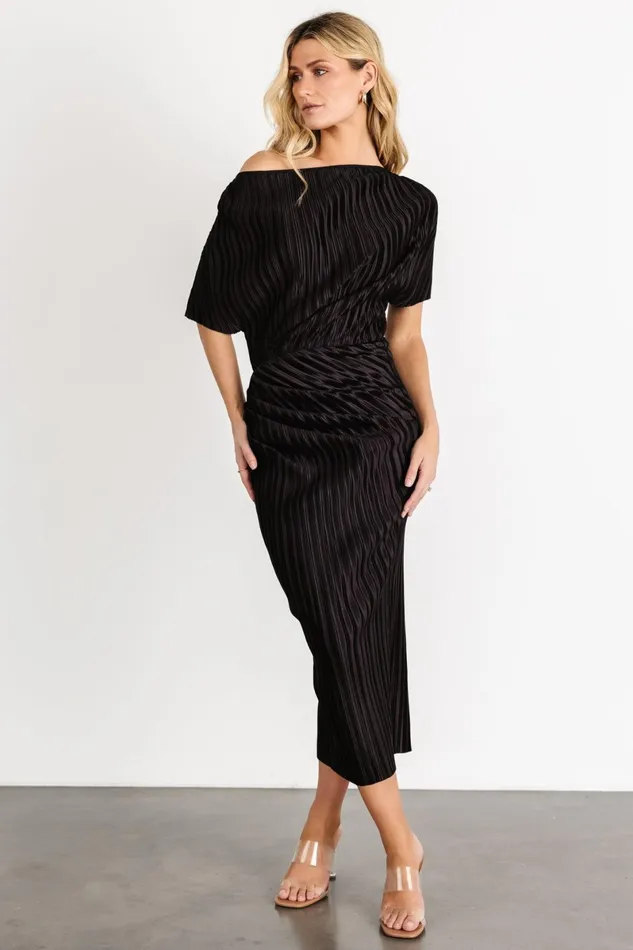 Winslow Pleated Midi Dress Black Women Baltic Born Midi Dresses