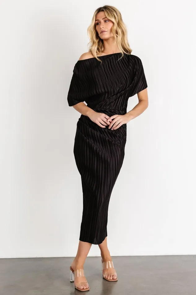 Winslow Pleated Midi Dress Black Women Baltic Born Midi Dresses
