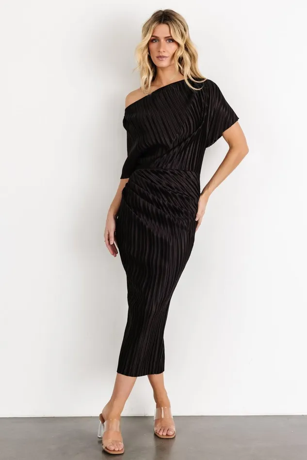 Winslow Pleated Midi Dress Black Women Baltic Born Midi Dresses