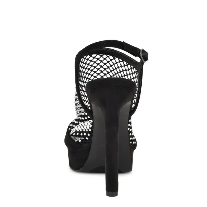 Wohmah Peep Toe Platform Sandals Black Women Nine West Sandals
