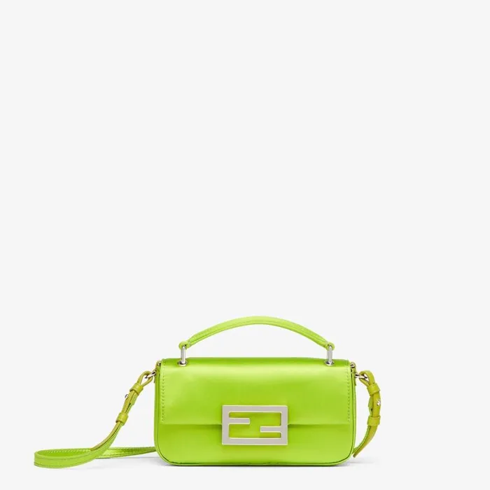 Woman Acid Green Silk Pouch Green Fendi Mini Bags