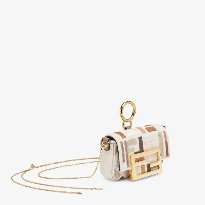 Woman Beige Canvas Charm Beige Fendi Miniature Bags