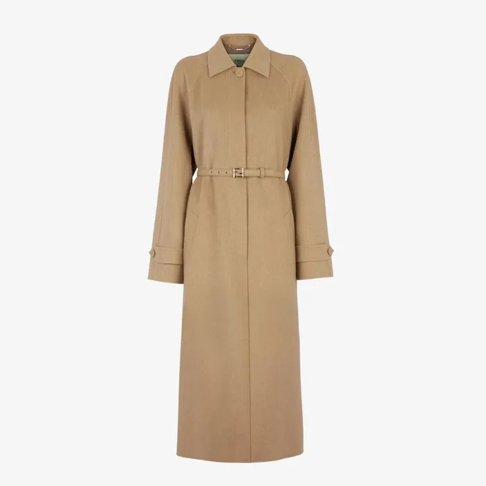 Woman Beige Cashmere Trench Coat Beige Fendi Coats and Outerwear