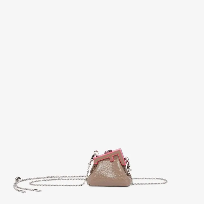 Woman Beige Karung Leather Charm Beige Fendi Miniature Bags