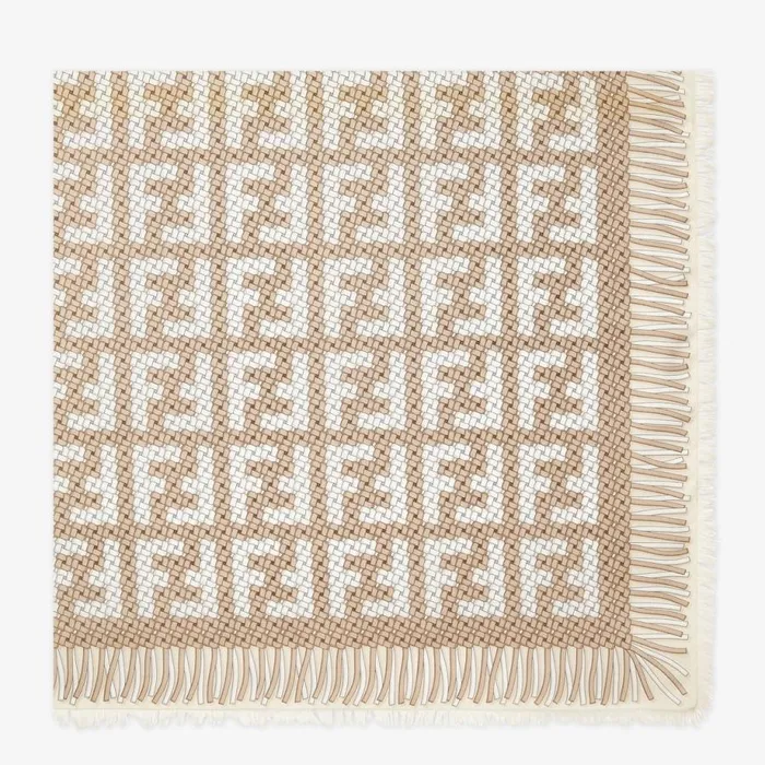 Woman Beige Modal And Silk Shawl Beige Fendi Scarves and Silks