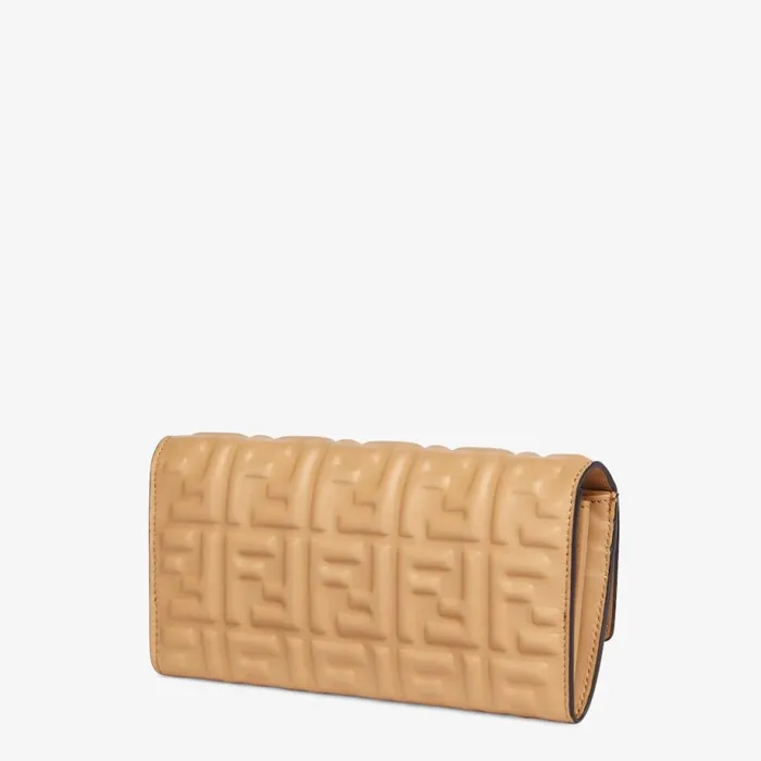 Woman Beige Nappa Leather Wallet Beige Fendi Wallets