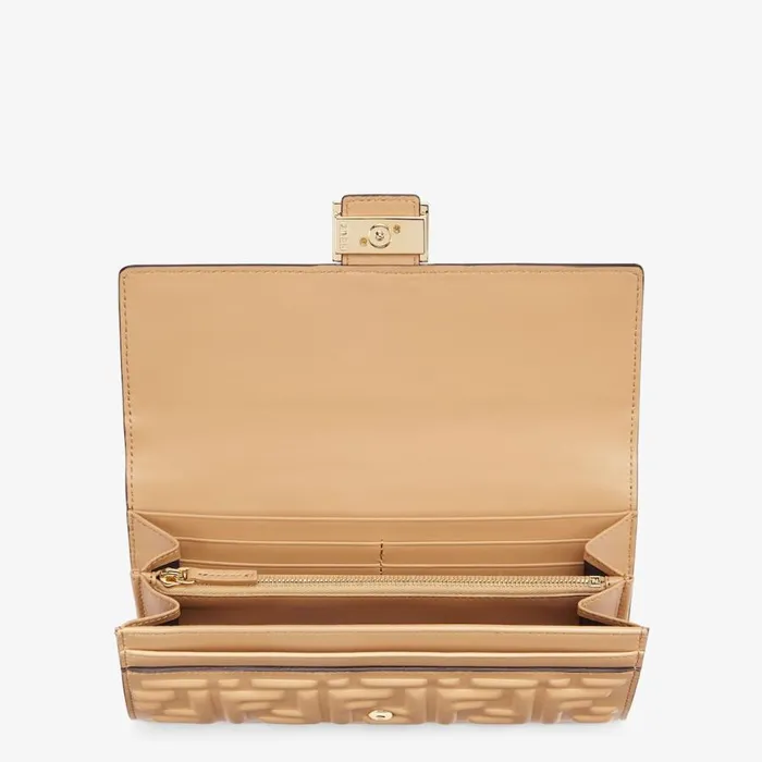 Woman Beige Nappa Leather Wallet Beige Fendi Wallets