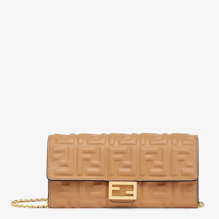 Woman Beige Nappa Leather Wallet Beige Fendi Wallets On Chain