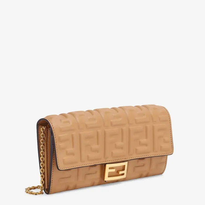 Woman Beige Nappa Leather Wallet Beige Fendi Wallets On Chain