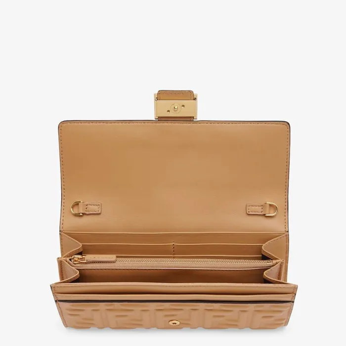 Woman Beige Nappa Leather Wallet Beige Fendi Wallets On Chain