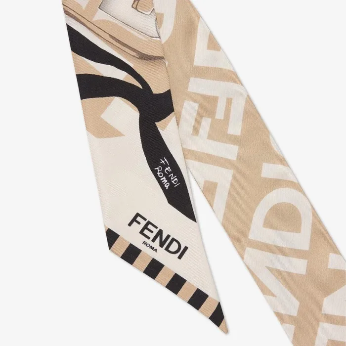 Woman Beige Organic Silk Bandeau Beige Fendi Scarves and Silks