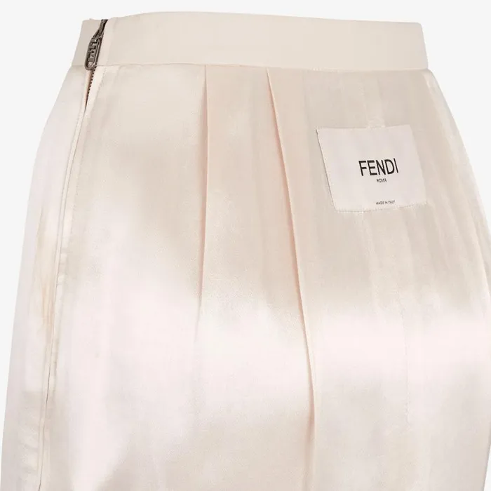 Woman Beige Satin And Wool Gabardine Skirt Beige Fendi Skirts