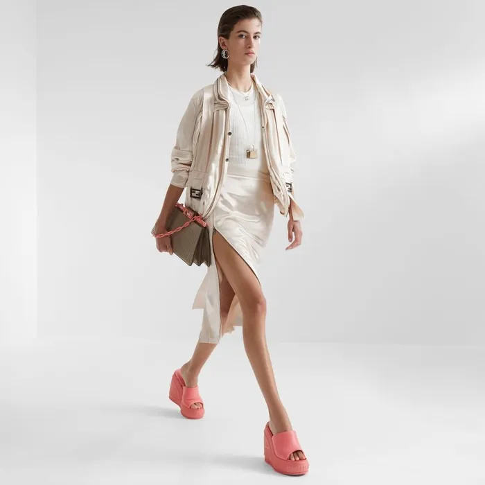 Woman Beige Satin And Wool Gabardine Skirt Beige Fendi Skirts