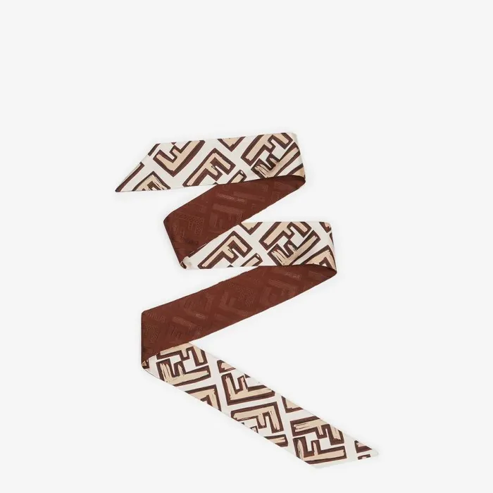 Woman Beige Silk Bandeau Brown Fendi Hair Accessories
