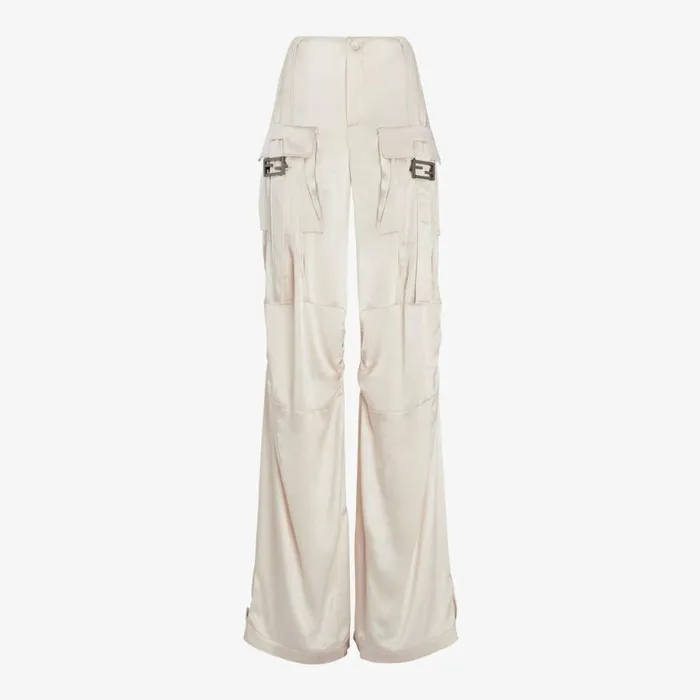 Woman Beige Viscose Trousers Beige Fendi Pants and Shorts