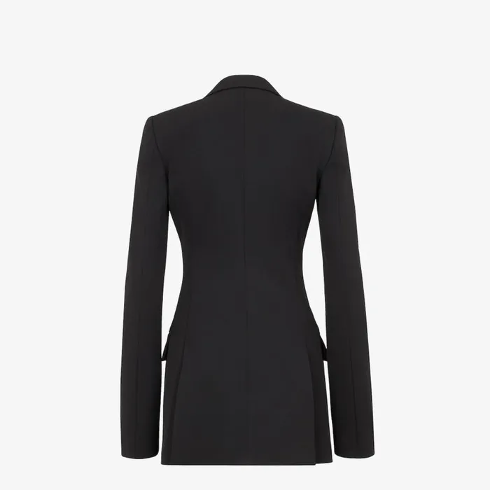 Woman Black Grain De Poudre Jacket Black Fendi Jackets