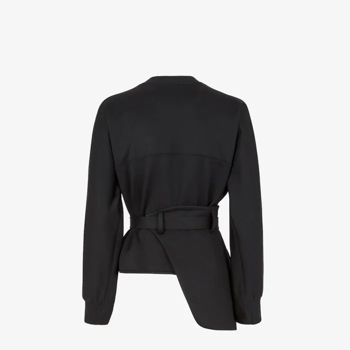 Woman Black Jersey Sweatshirt Black Fendi Tops and Shirts