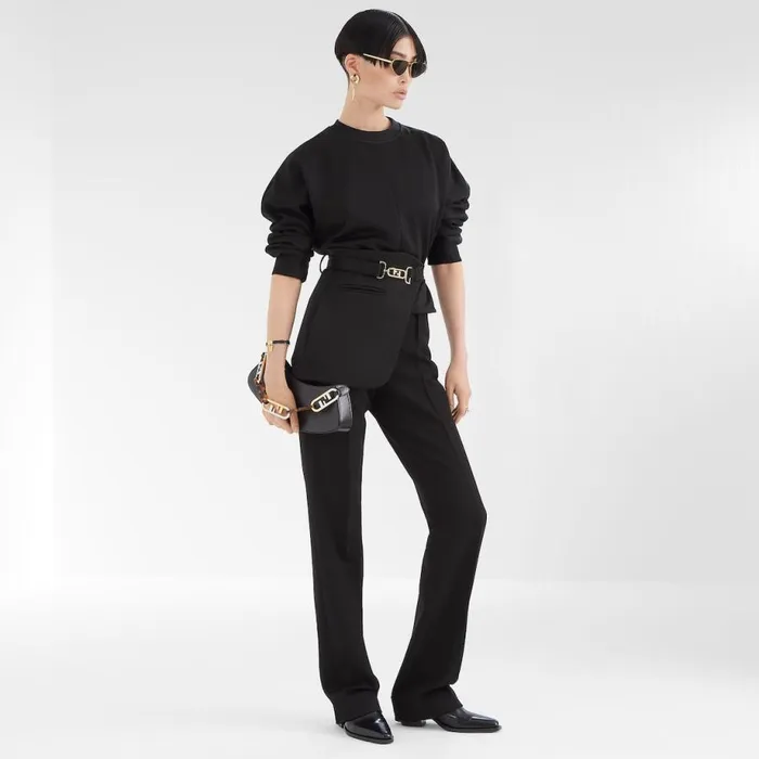 Woman Black Jersey Sweatshirt Black Fendi Tops and Shirts
